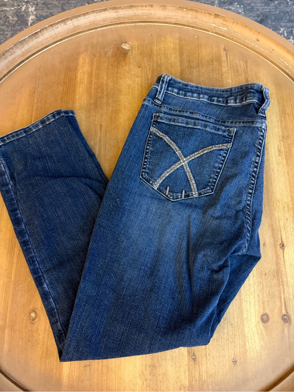 Wrangler Women's Dark Blue Straight Leg Jeans with Embroidered Back Pocket
